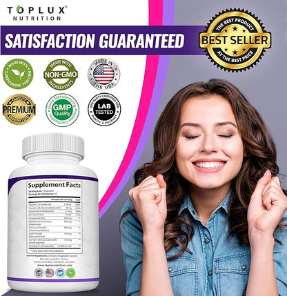 10 in 1 Immunity Boost Immune Support Supplement â€“ 1650mg Made with Elderberry, Vitamin C, Zinc, Echinacea & Probiotics for Immune System Booster, Support Healthy Respiratory System, 2x 60 Capsule