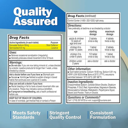 Senna Plus Laxative Stool Softener - Docusate Sodium (50mg) Stool Softener with Stimulant Laxative Sennosides (8.6mg) - Compare to Senokot-S for Occasional Constipation Relief* (100 Tablets)
