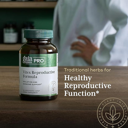 Gaia Herbs Pro Vitex Reproductive Formula - Aids Healthy Ovulation & Reproductive Function* - Supplement with Chaste Tree Berry, Dandelion Root & Ginger Root - 60 Liquid Phyto-Caps (30 Servings)