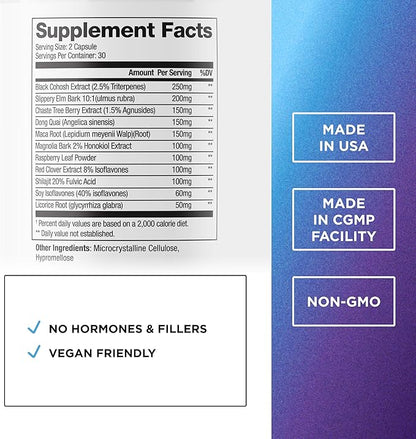 DR. EMIL NUTRITION Menopause Supplements for Women - Multi-Symptom Menopause Relief for Hot Flashes, Night Sweats & Mood Swings - Menopause Support Pills with Black Cohosh - 30 Day Supply