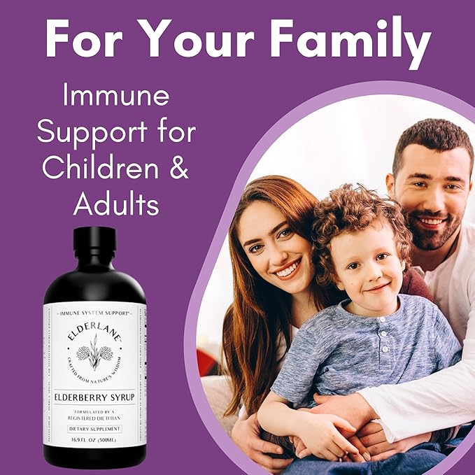 Elderberry Syrup Elderberry Shots - Immune Support Supplement for Kids & Adults - Immune Boosters - Natural Immunity Booster - Made with Honey & Elderberries - Gluten-Free - 16.9 Fl Oz