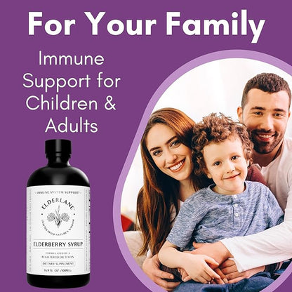 Elderberry Syrup Elderberry Shots - Immune Support Supplement for Kids & Adults - Immune Boosters - Natural Immunity Booster - Made with Honey & Elderberries - Gluten-Free - 16.9 Fl Oz
