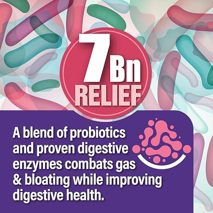 Anti Gas & Bloating Relief for Women and Men 7 Billion CFU – Chewable Probiotics & Lactobacillus Reuteri, Daily Digestive Enzymes Debloating for Women, Aids Digestion & Digestive Health