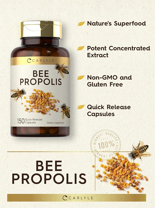 Carlyle Bee Propolis Capsules 600mg | 150 Count | Extract Supplement | Non-GMO, Gluten Free