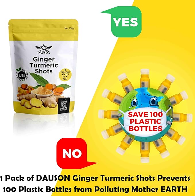 Ginger Turmeric Supplements, 100g/100 Shots of Turmeric Ginger Powder Boosted with Orange, Curcumin, Vitamin C, D & Zinc for Joint, Gut, Keto & Immune Support – Health Drink