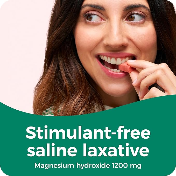 Dulcolax Saline Laxative Soft Chews, Fast-Acting Laxative, Gentle Constipation Relief, Mixed Berry Flavor, Magnesium Hydroxide 1200 mg, 30 Count, Occasional Constipation.