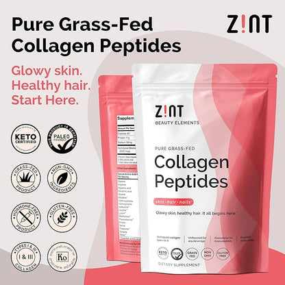 Zint Keto Collagen Protein Powder for Anti-Aging 64oz Total - Grass Fed Hydrolyzed Collagen Peptides, 32 oz (2 Pack)