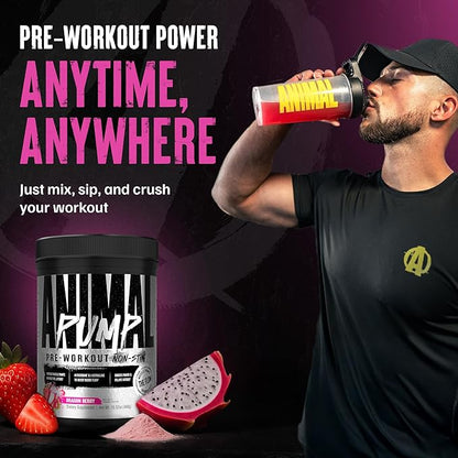 Animal Pump NS Stim-Free Pre Workout Powder for Men & Women - Caffeine-Free Preworkout for Energy, Focus, and Muscle Builder, Beta Alanine, Citrulline, Nitrosigine and Nootropics, Dragon Berry, 440g