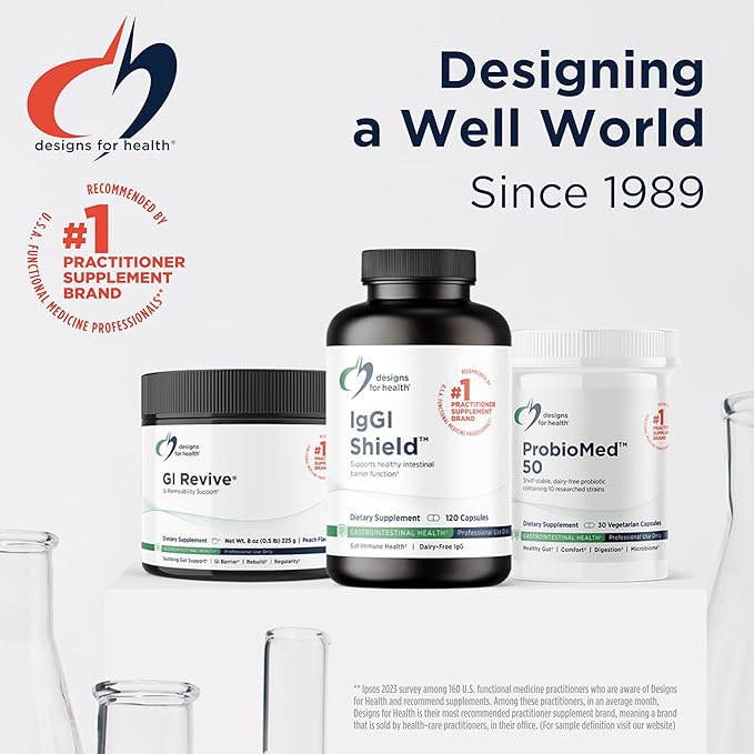 Designs for Health ProbioMed 50 - Probiotics for Digestive Health - 10 Strains with Lactobacillus acidophilus Probiotic + Lactobacillus rhamnosus - Gut Health + Immune Support Supplement (30 Caps)