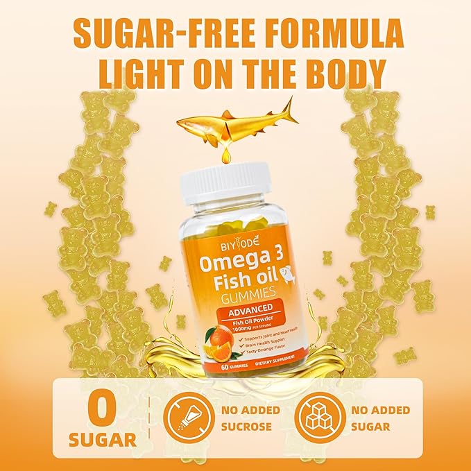 Omega-3 Fish Oil Supplements: Pure 1000mg Omega-3 Gummies Support Heart Joint Eye Brain Immune Health 60 Gummies 30 Day Supply