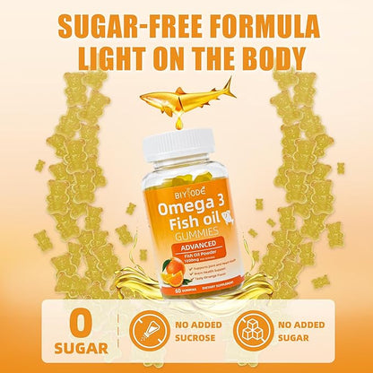 Omega-3 Fish Oil Supplements: Pure 1000mg Omega-3 Gummies Support Heart Joint Eye Brain Immune Health 60 Gummies 30 Day Supply