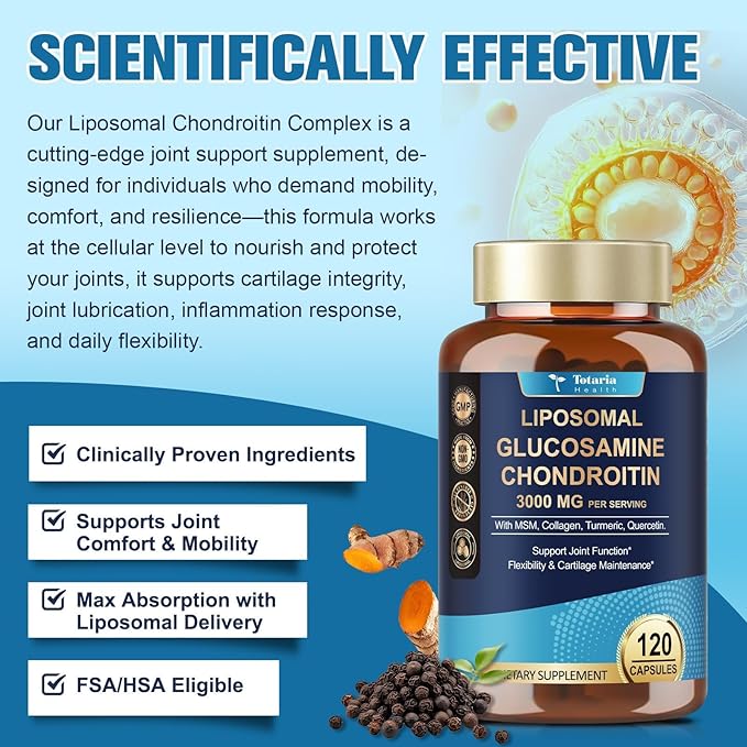 (2 Packs) Glucosamine Chondroitin MSM Collagen, 3000MG HSA FSA Eligible Items Only List for Men & Woman, Hsa Store Eligible Items Supplement, Glucosamine Chondroitin Sulfate 120 Capsules Made in USA