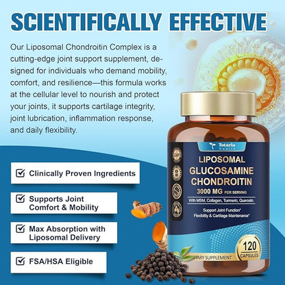 (2 Packs) Glucosamine Chondroitin MSM Collagen, 3000MG HSA FSA Eligible Items Only List for Men & Woman, Hsa Store Eligible Items Supplement, Glucosamine Chondroitin Sulfate 120 Capsules Made in USA