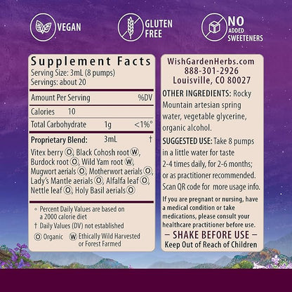 WishGarden Herbs Cycle Changes Herbal Menopause Support - Plant-Based Supplement w/Black Cohosh, Wild Yam & Vitex Supports Hormone Balance for Women in Transition from Perimenopause to Menopause, 4oz