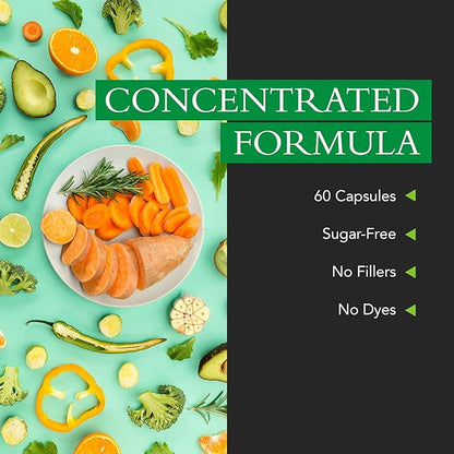 Vitamins Plus Supplement - Natural Daily Men’s & Women’s Multivitamin with Iron, Minerals, Digestive Enzymes, & Antioxidants for Energy, Brain, & Digestive Support - No Fillers, 60 Capsules