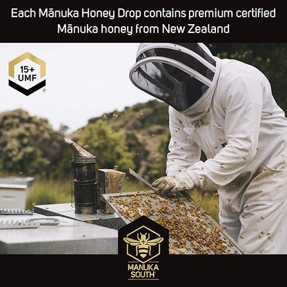 Manuka Honey Drops UMF 15+ / MGO 514+ & Propolis Drops Made in New Zealand – Natural Ingredients – Soothing Drops – Lemon & Honey Flavor - 25 Drops