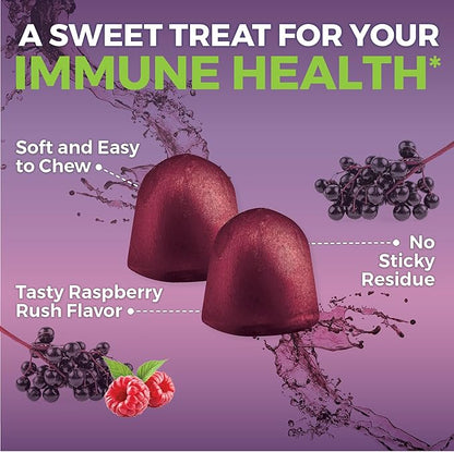 Viva Naturals Organic Sambucus Elderberry Gummies for Adults (120 Count) - 3in1 Black Elderberry Vitamin C and Zinc Immune Support Gummies, Chewable Elderberry Supplements, Zinc Immunity Gummies