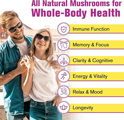 Mushroom Powder | for Mushroom Coffee, 20-in-1 Mushroom Complex with Lions Mane Powder, Reishi, Cordyceps, Turkey Tail & Herbs, Brain Supplements for Memory and Focus, Energy, Immunity - 5.3oz