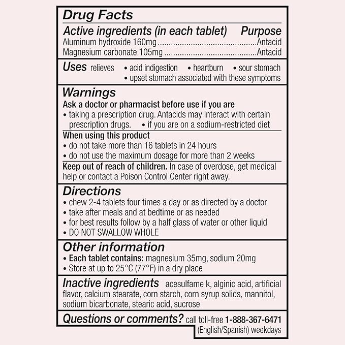 Gaviscon Extra Strength Cherry Chewable Tablet For Fast-Acting Heartburn Relief, 100 Count