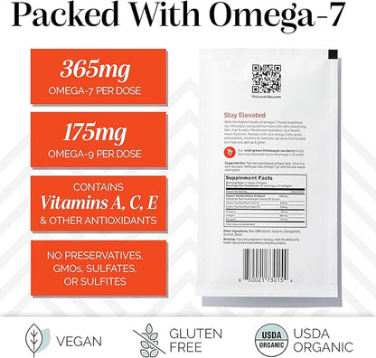 sibu Omega-7 Softgels, Premium Organic Himalayan Sea Buckthorn Oil (180ct, 90 Day Supply) – Supplement for Healthy Skin, Hair, Nails and Dryness