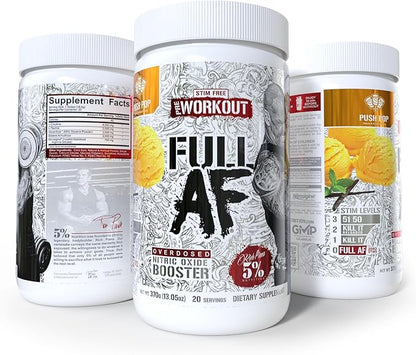 5% Nutrition FullAF Pre-Workout | Stim-Free with Massive Pumps | L-Citrulline, L-Taurine, Nitrosigine, GlycerSize (Push Pop)