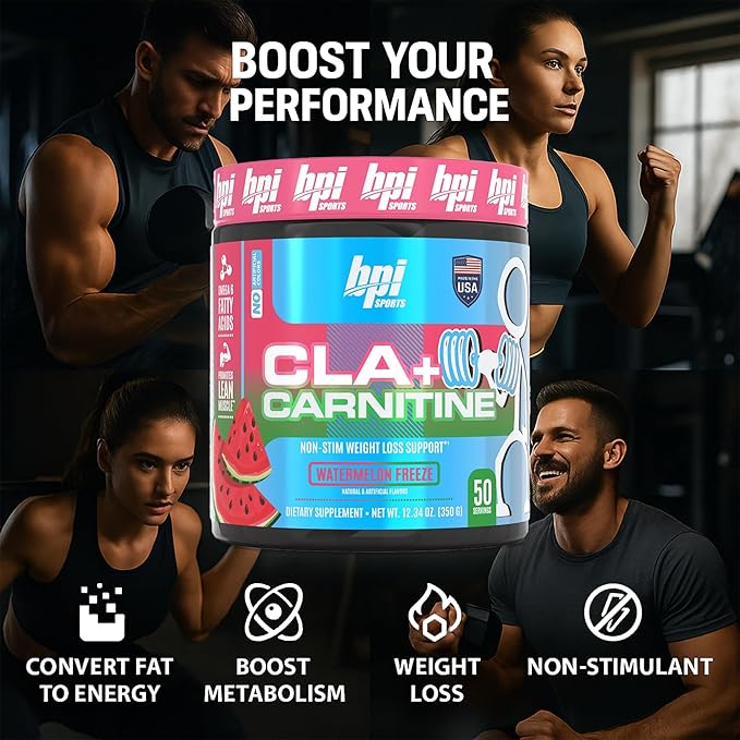 BPI Sports CLA + Carnitine – Conjugated Linoleic Acid – Performance, Lean Muscle – Caffeine Free – For Men & Women –Watermelon Freeze – 50 servings – 12.34 oz