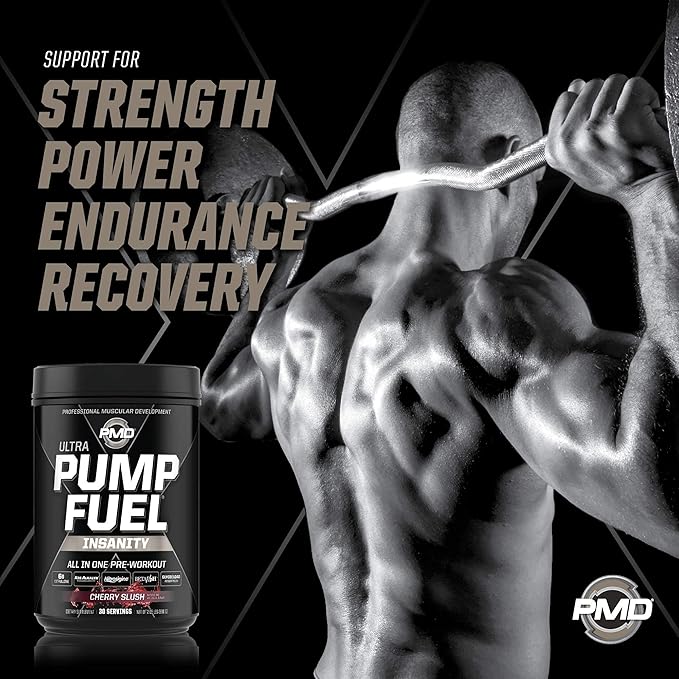 PMD Sports Ultra Pump Fuel Insanity - Pre Workout – Cherry Slush (30 Servings) Sports Omega Cuts Elite Thermogenic Fat Burner (90 Softgels)
