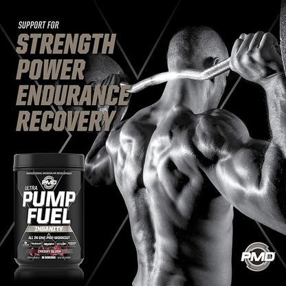 PMD Sports Ultra Pump Fuel Insanity - Pre Workout – Cherry Slush (30 Servings) Sports Omega Cuts Elite Thermogenic Fat Burner (90 Softgels)