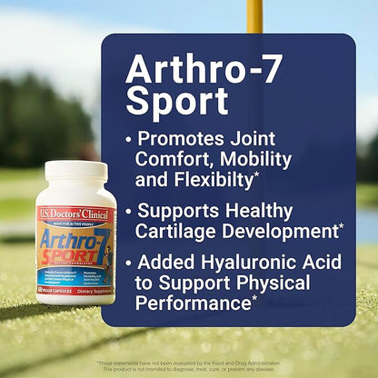 U.S. Doctors’ Clinical Arthro-7 Sport - Clinically Proven AR7 Blend + 100mg Hyaluronic Acid & Vitamin C for Flexibility, Mobility, & Strong Cartilage - 60 Capsules - 15/30-Day Supply