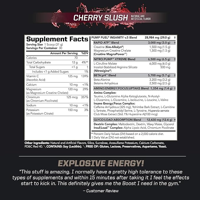 PMD Sports Ultra Pump Fuel Insanity - Pre Workout – Cherry Slush (30 Servings) Sports Omega Cuts Elite Thermogenic Fat Burner (90 Softgels)