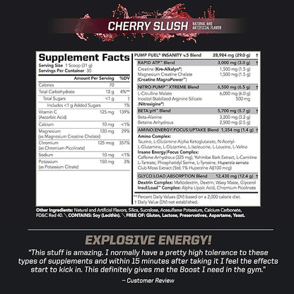 PMD Sports Ultra Pump Fuel Insanity - Pre Workout – Cherry Slush (30 Servings) Sports Omega Cuts Elite Thermogenic Fat Burner (90 Softgels)
