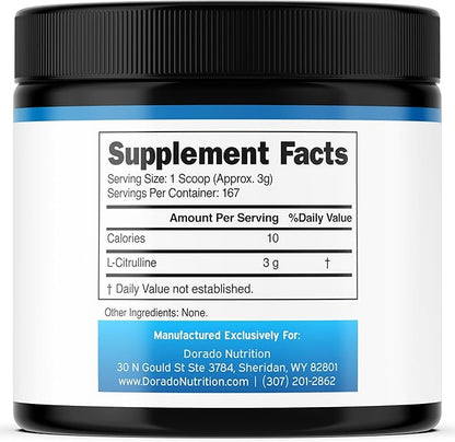 L Citrulline Powder Supplements (3g) Support L Arginine & Nitric Oxide Booster Powder - L-Citruline Supplements For Men & Women - Stamina , Endurance , Performance for Workouts - Vegan & USA Made