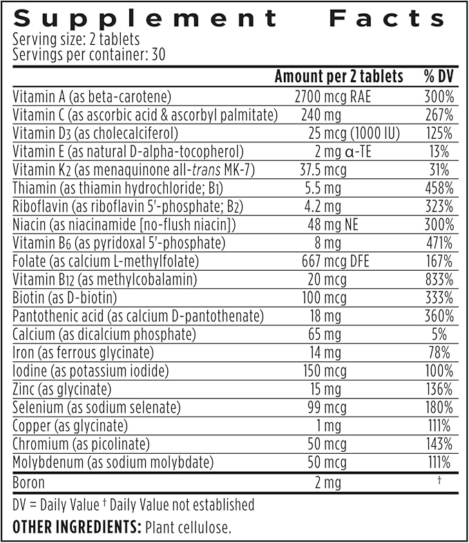 Igennus Methylated Women's Multivitamin, 21 Highly Bioavailable Nutrients, Clean Label & Sustained Release, Active B-Vitamins and Gentle Iron, Easy-to-Swallow, 60 Vegan Tablets, 30 Servings