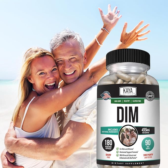 Kaya Naturals DIM Ultra | Supplement for Women and Men | Vegetable Capsules with Broccoli Extract & BioPerine | Herbal Supplement for Hormonal Support, Acne, Menopause, and Prostate – 180 Count