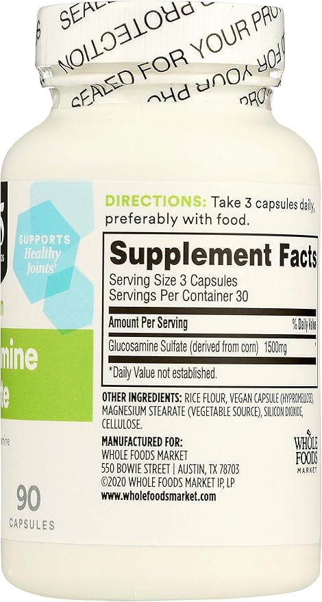 365 by Whole Foods Market, Glucosamine Sulfate 1500 Mg, 90 Veg Capsules (Pack of 2)