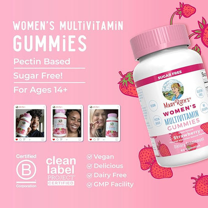 MaryRuth's Women's Multivitamin Gummies | Ages 14+ | Immune Support Daily Women's Multivitamin | Skin Health | Gummy Vitamins for Women | Sugar-Free | Vegan | Non-GMO | 60 Count