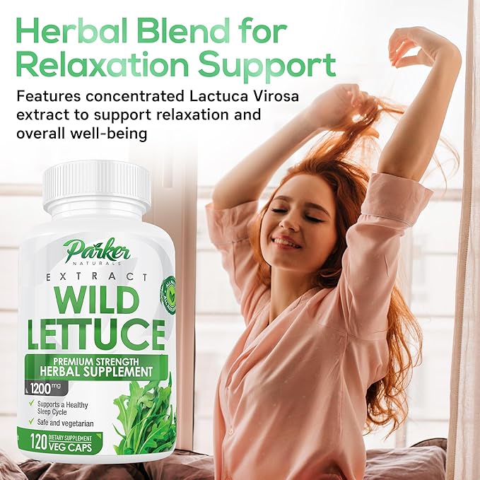 Wild Lettuce Extract – Herbal Sleep Supplement 1200mg, 4:1 Concentrated, Vegan Capsules, Soothes Discomfort, 60 Servings, 120 Count