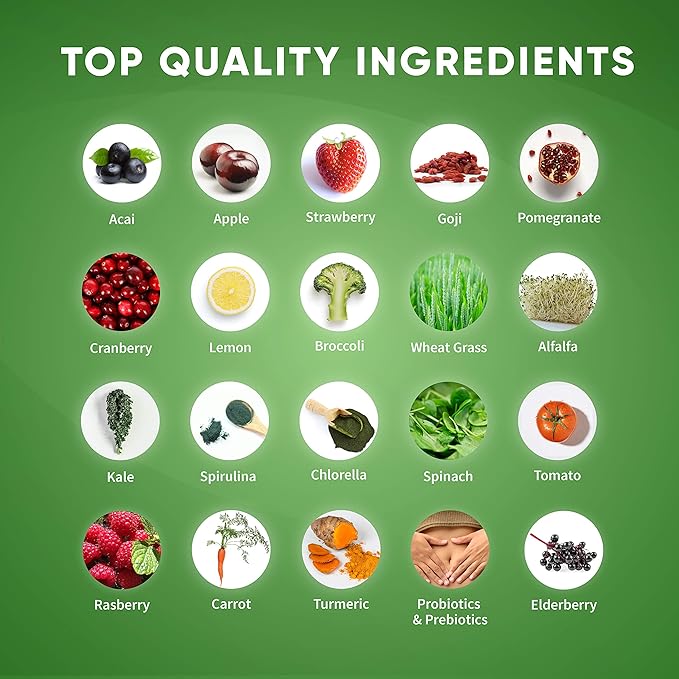 Health Logics Glowing Greens Superfood Powder with Collagen Peptides, Digestive Enzymes, Prebiotics and Probiotics – Antioxidant, Improve Wellness, Immune, Digestive and Gut Health Support
