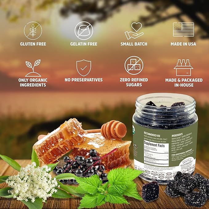 Allergy Defense Gummies – Delicious, Gluten-Free, Gelatin-Free Herbal Supplement with Potent Allergy Benefits Made from Only Organic Ingredients in Small Batches in The USA - 7oz