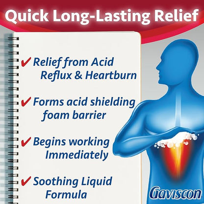 Gaviscon Gaviscon Extra Strength Liquid Fruit | Long-Lasting Acid Reflux and Heartburn Relief | 340ml 1 Count