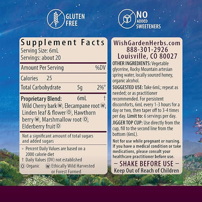 WishGarden Herbs Serious Cough AM Soothing Syrup - Natural Herbal Daytime Non-Drowsy Cough Suppressant for Adults with Elderberry Calms Cough Reflex, Normalizes Mucus Production, Opens Chest, 4oz