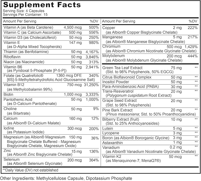 LIVELY VITAMIN CO. Multivitamin - 37 Vitamins Minerals and Extracts - Energy - Memory - Immune Function - Heart- Brain - Focus - Mood - Antioxidants - Dairy Gluten Soy Free - 60 Vegetarian Capsules