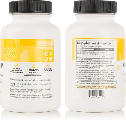 O-Mega-Zen3 Vegan Omega 3 DHA Supplement - 400 mg DHA Essential Fatty Acids - Carrageenan Free - Premium Algal Based Fish Oil Alternative Supplement - 120 Softgels