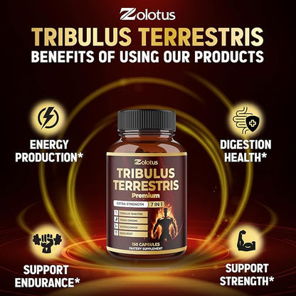 Tribulus Terrestris Supplement for Men & Women, 5-Month Supply with Ashwagandha, Panax Ginseng, Saw Palmetto, Maca, Shilajit, 150 Count