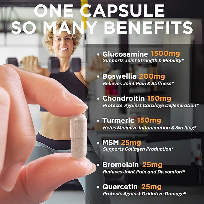 Joint Supplements for Women – Glucosamine Chondroitin MSM with Turmeric and Boswellia – Supports Bone & Joint Health, Flexibility, Mobility, Recovery & Boosts Collagen – 90 Capsules