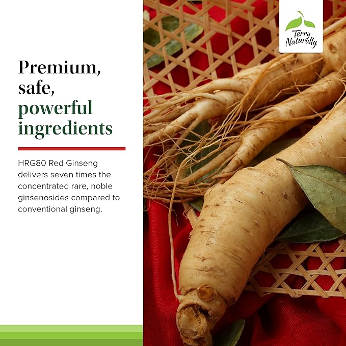 Terry Naturally HRG80 Red Ginseng Male Power - Blood Circulation & Endurance Support Supplement - Dietary Supplement with Ginseng & Zinc - Herbal Supplement for Energy Support - 48 Capsules