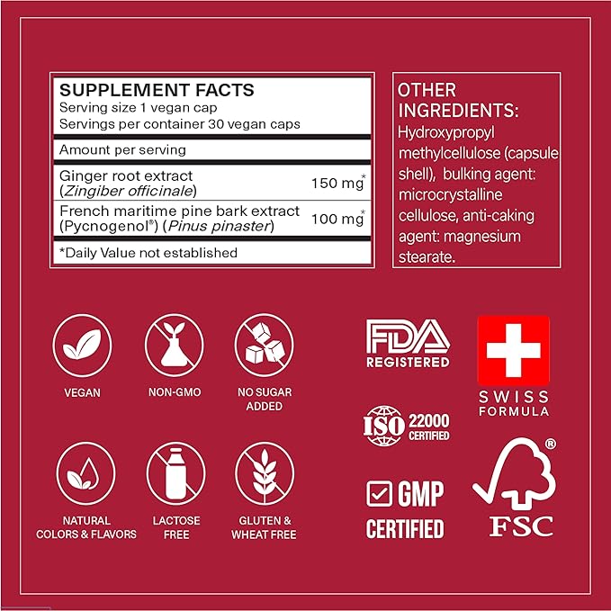Long-Haul Circulation | Supports Healthy Circulation in Legs, Ankles and Feet | Promotes Vascular Function & Comfort | Pycnogenol 100 mg & Ginger Root Extract | Fast-Acting | 30 Servings