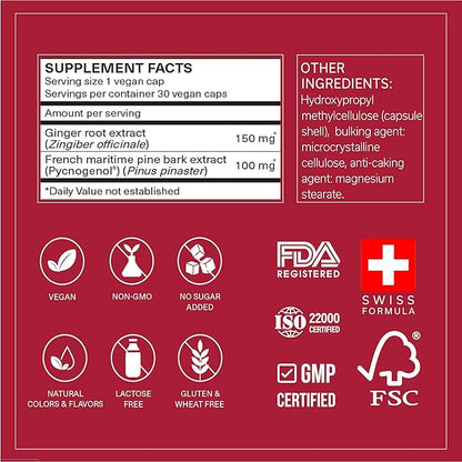 Long-Haul Circulation | Supports Healthy Circulation in Legs, Ankles and Feet | Promotes Vascular Function & Comfort | Pycnogenol 100 mg & Ginger Root Extract | Fast-Acting | 30 Servings