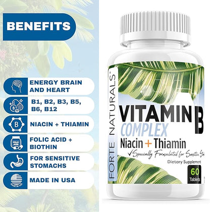 Supplements Biotin Vitamin B Complex Vitamin B12 Energy & Mood Support with Folic Acid Prenatal Postnatal B1 thiamin Supplement B2 niacin B5 B6 Supplements