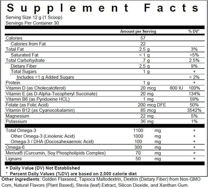 Biopharma Scientific Nanomega: Vegan Omega-3 DHA Powder, Fish Oil Alternative from Golden Flaxseed for Heart, Brain, & Joint Health, Pineapple Orange Flavor, 30 Servings